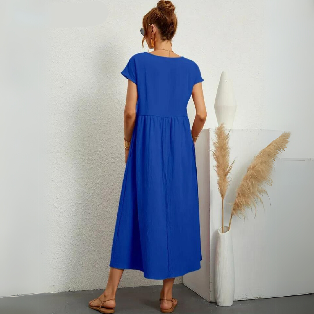Ann™ – 100% Pure Cotton Casual Midi Dress