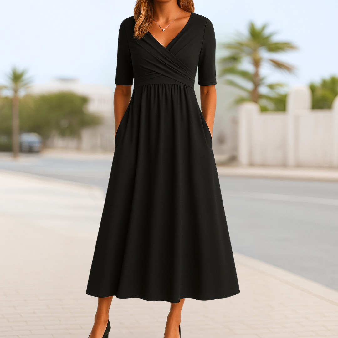 Maria™ | Crossed Dress with Short Sleeves