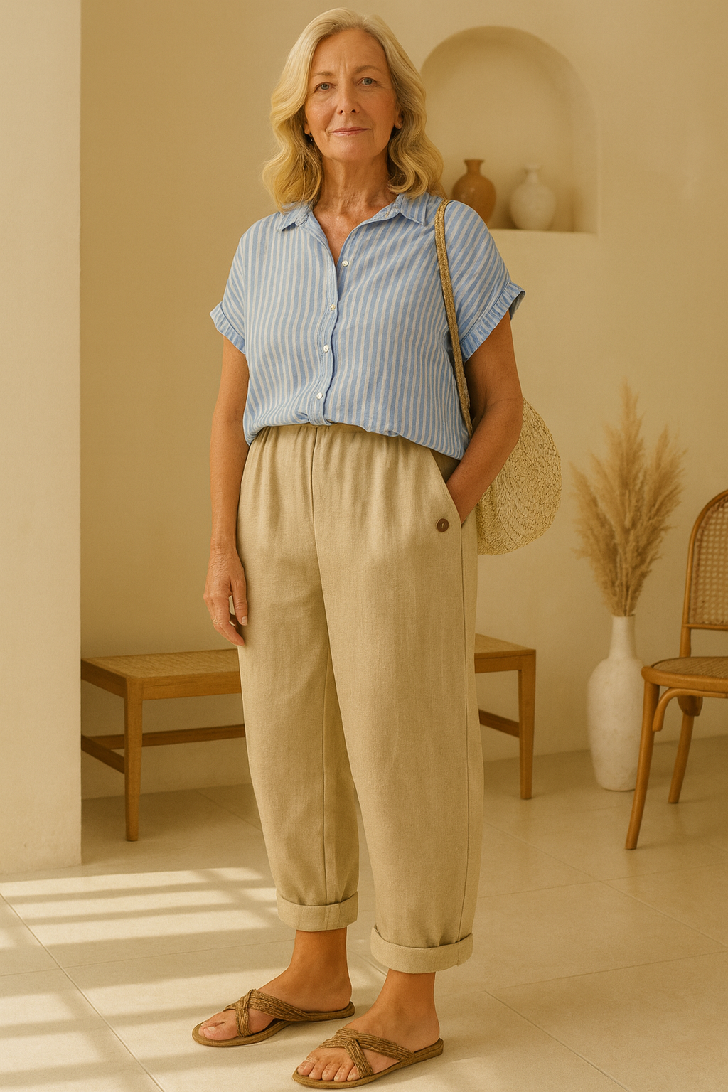 Sharona™ | Breathable Linen-Cotton Trousers
