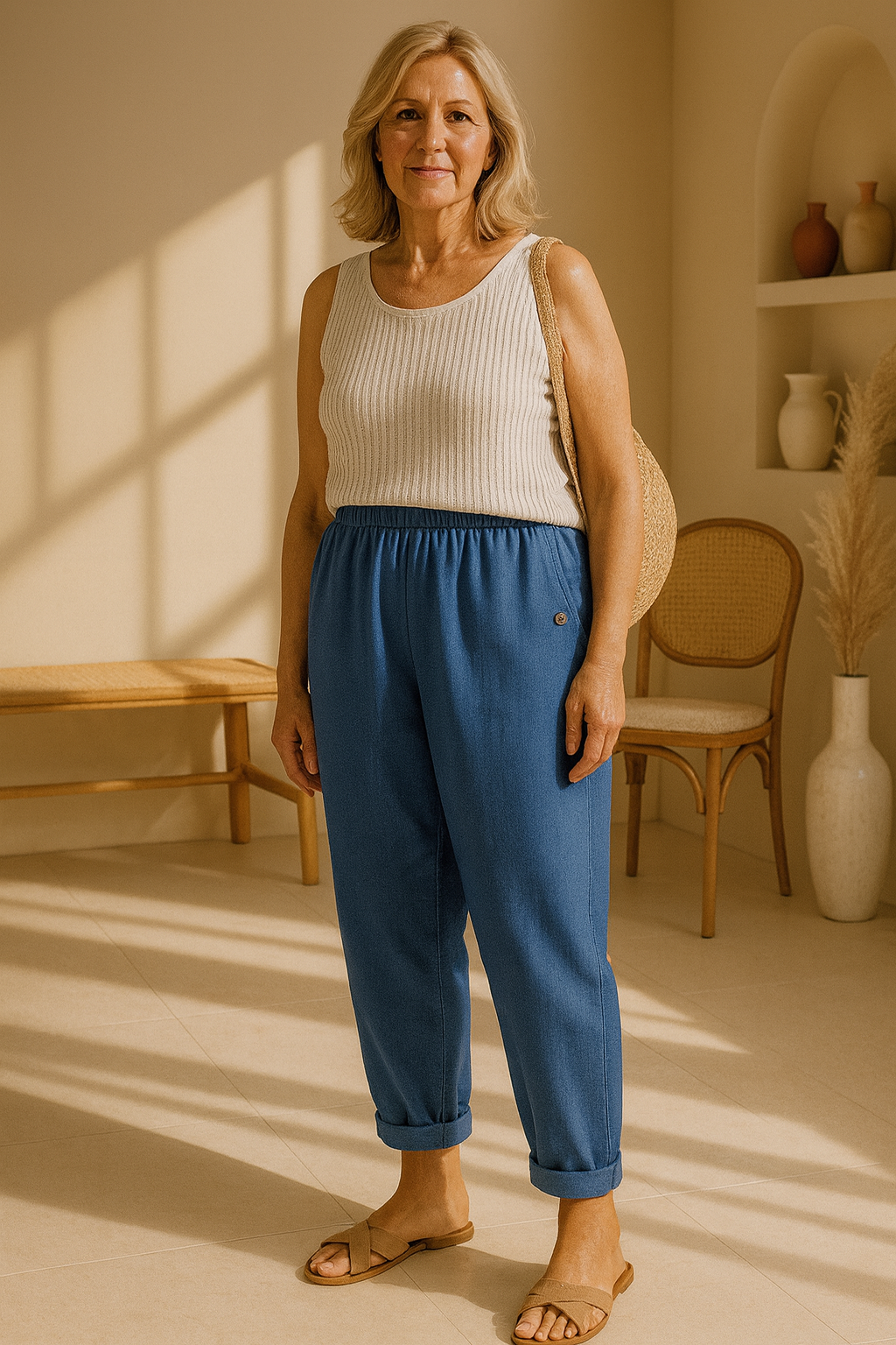 Sharona™ | Breathable Linen-Cotton Trousers