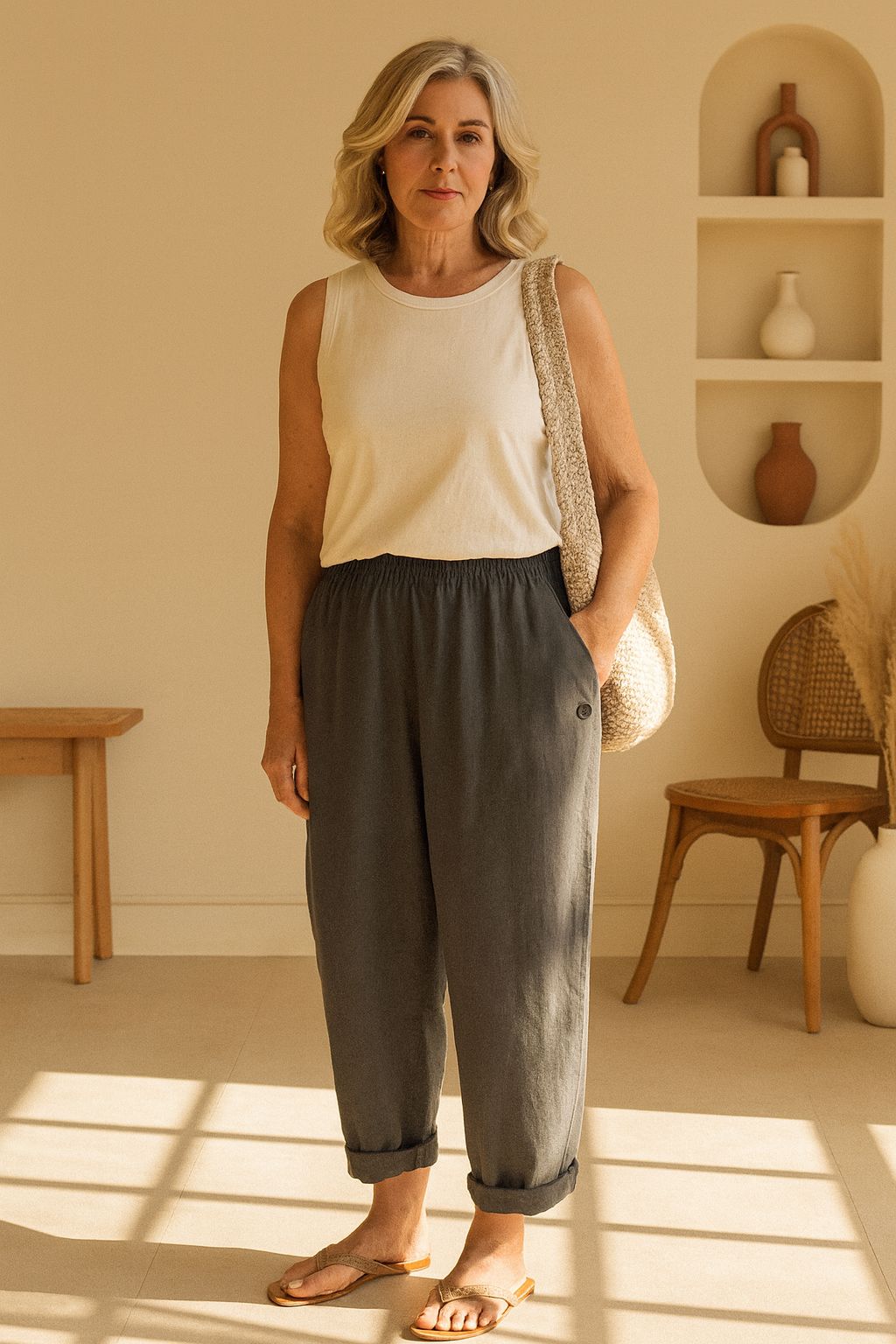 Sharona™ | Breathable Linen-Cotton Trousers