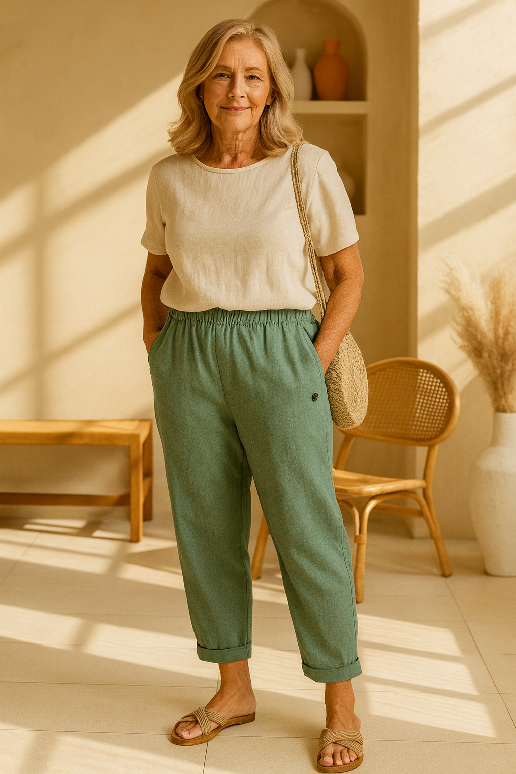 Sharona™ | Breathable Linen-Cotton Trousers