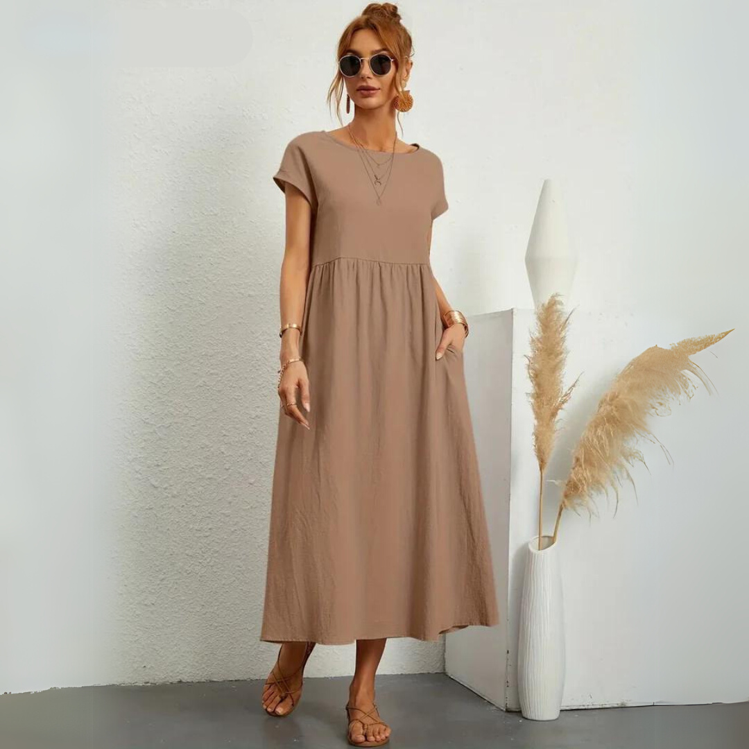 Ann™ – 100% Pure Cotton Casual Midi Dress