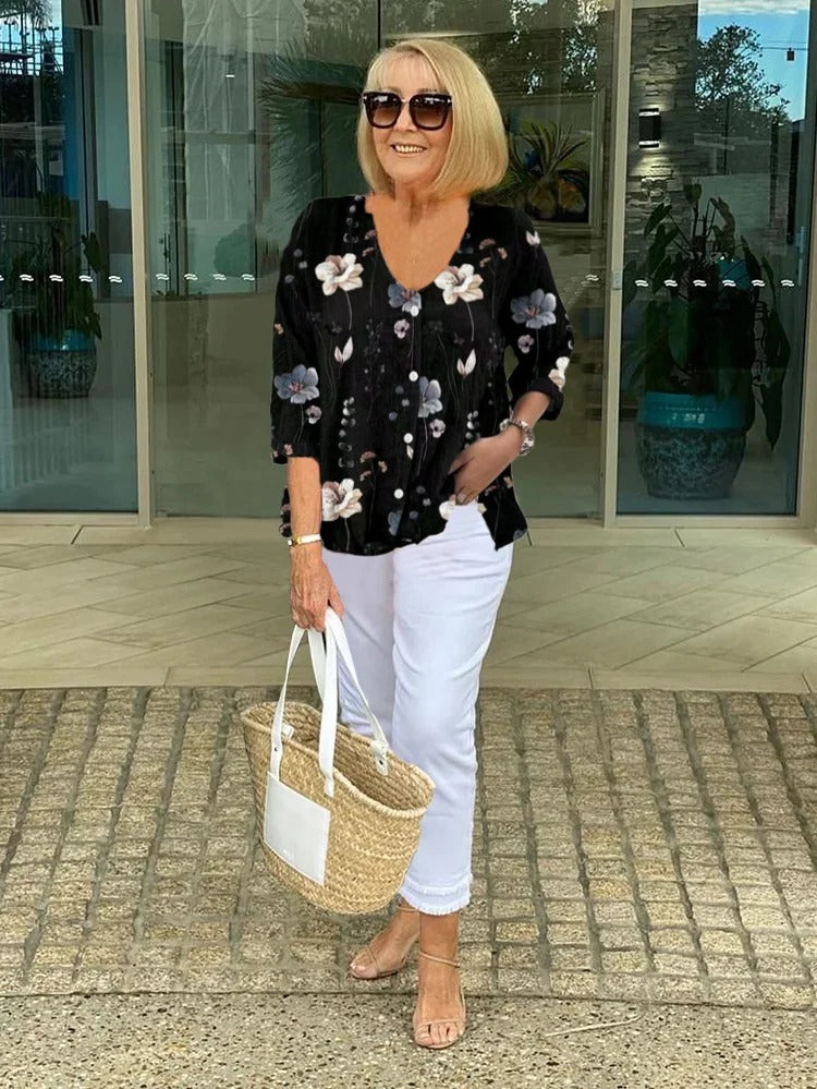 Florence™ | Cotton and Linen Floral Top