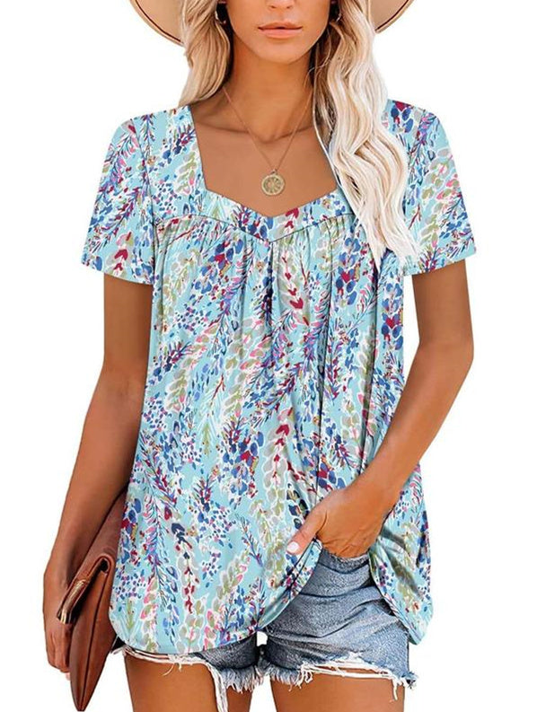 Margaret™ | Short Sleeve Fluid Top with Floral Print