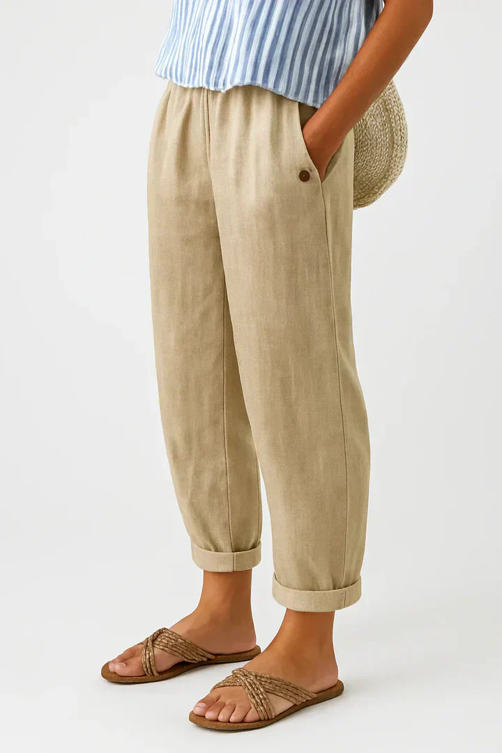 Sharona™ | Breathable Linen-Cotton Trousers