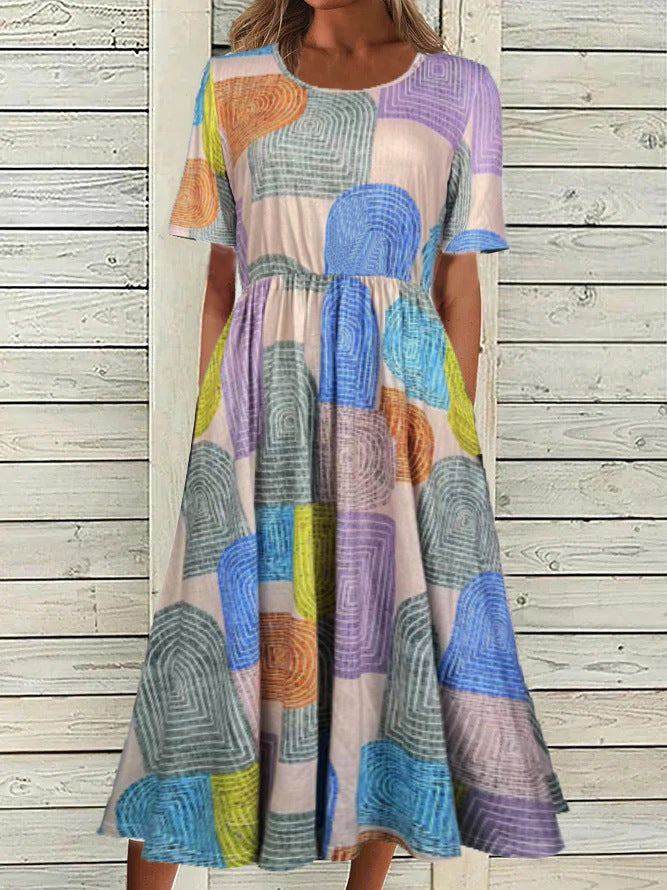 Patricia™ | short-sleeved Bohemian printed dress