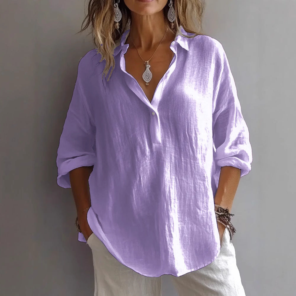 Lynn™ Comfortable Cotton Button Blouse