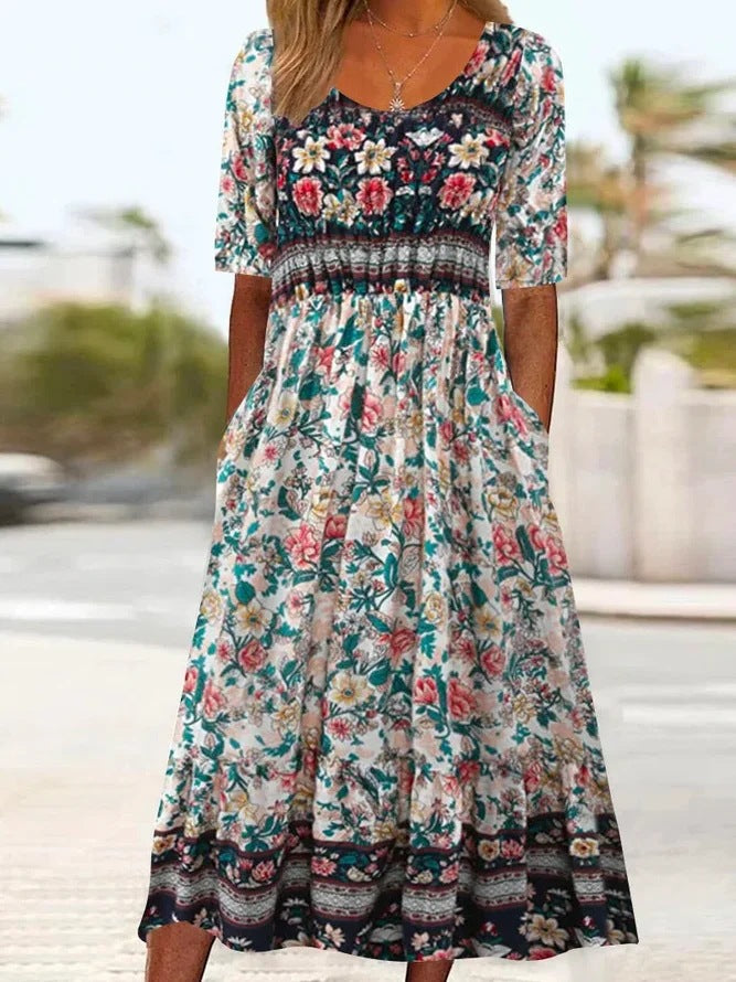 Patricia™ | short-sleeved Bohemian printed dress