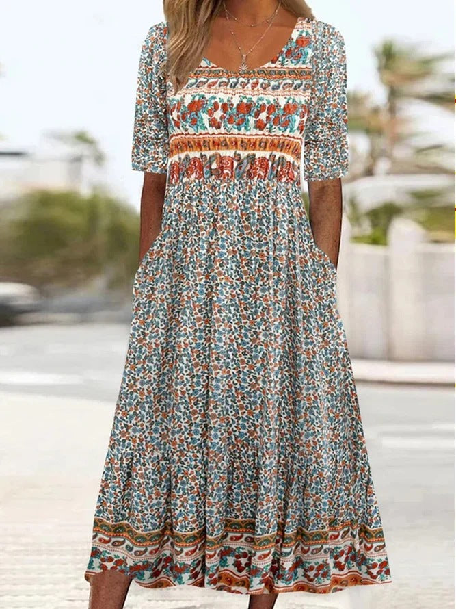 Patricia™ | short-sleeved Bohemian printed dress