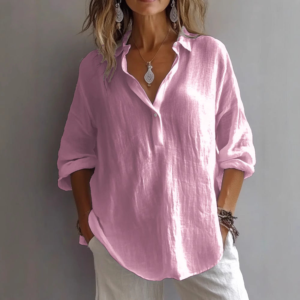 Lynn™ Comfortable Cotton Button Blouse