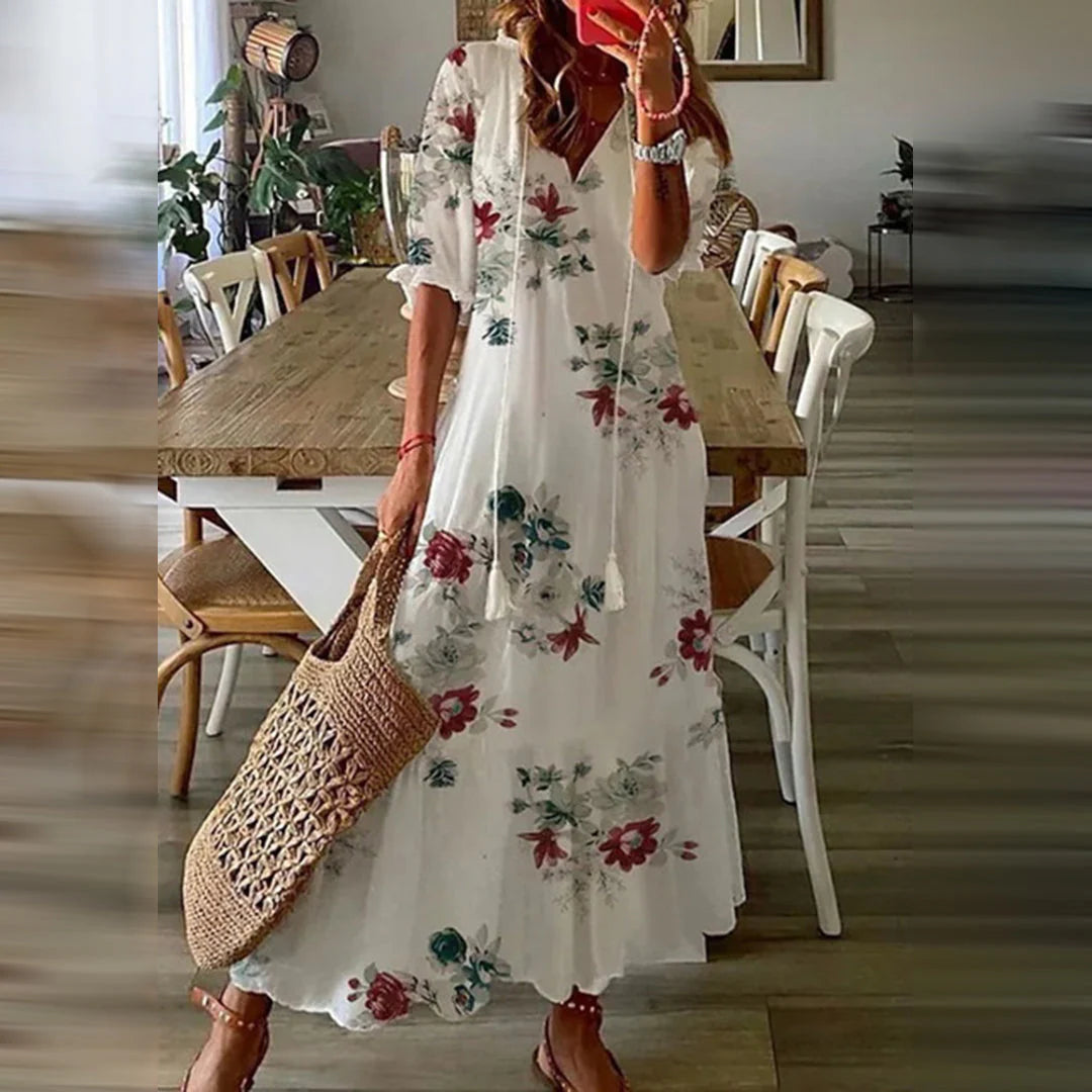Brenda - Boho Vintage V-Neck Summer Dress
