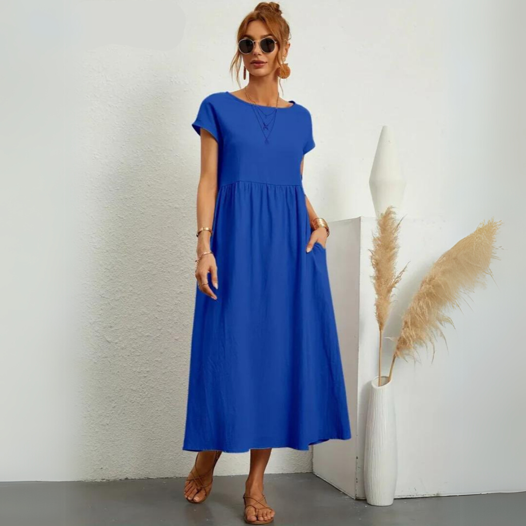 Ann™ – 100% Pure Cotton Casual Midi Dress