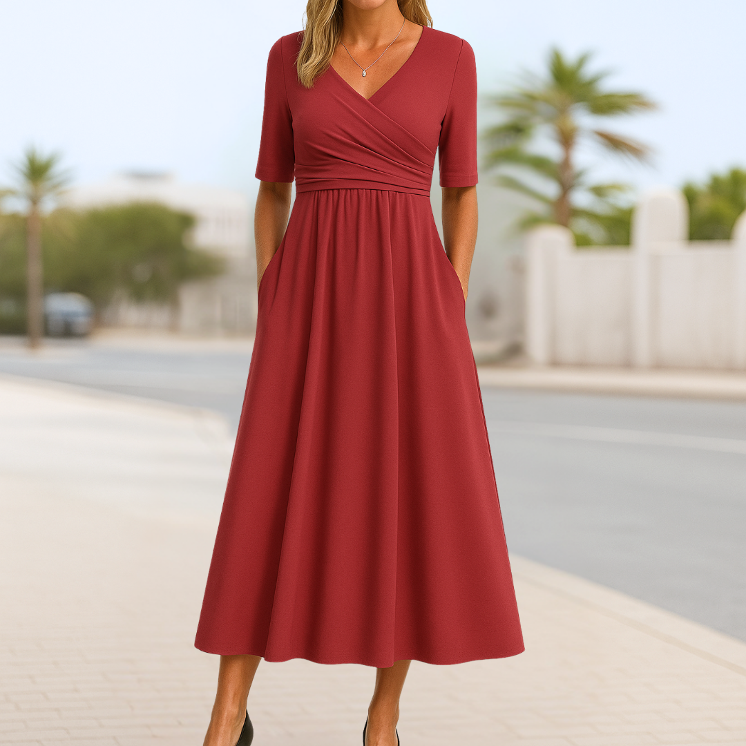 Maria™ | Crossed Dress with Short Sleeves