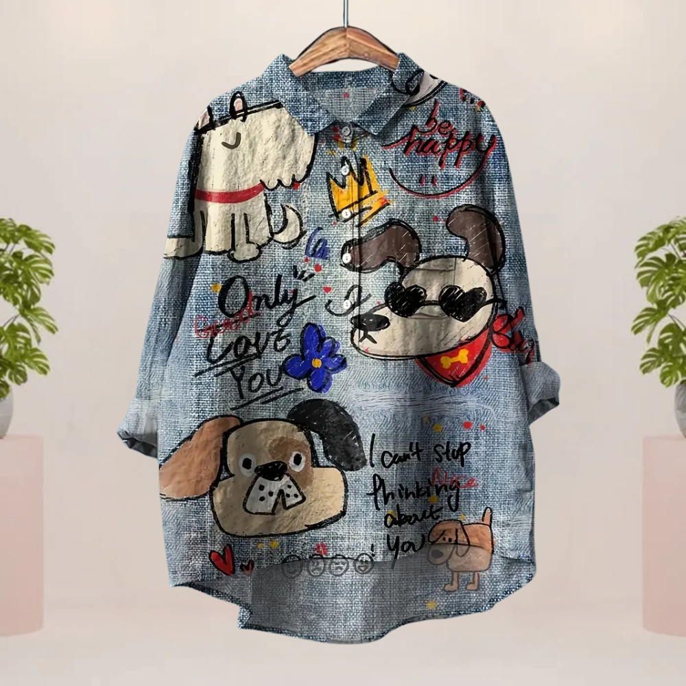 Nina™ | Women's Blouse with Puppy Print + Special Gift Offer 🎁