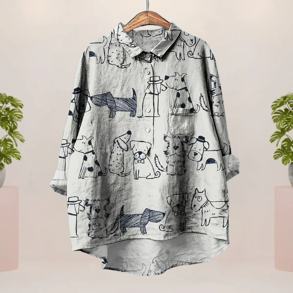 Nina™ | Women's Blouse with Puppy Print + Special Gift Offer 🎁