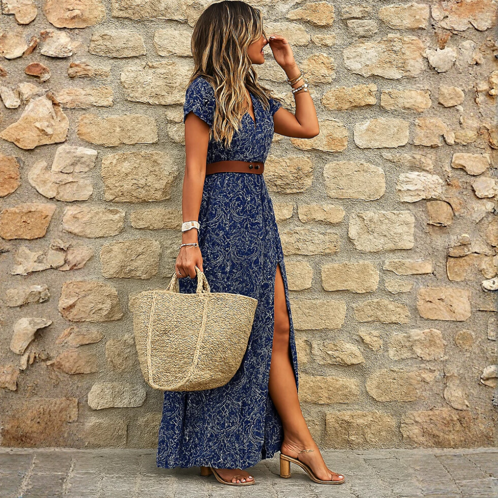 Amanda™ | Long Bohemian Dress with Elastic Waist