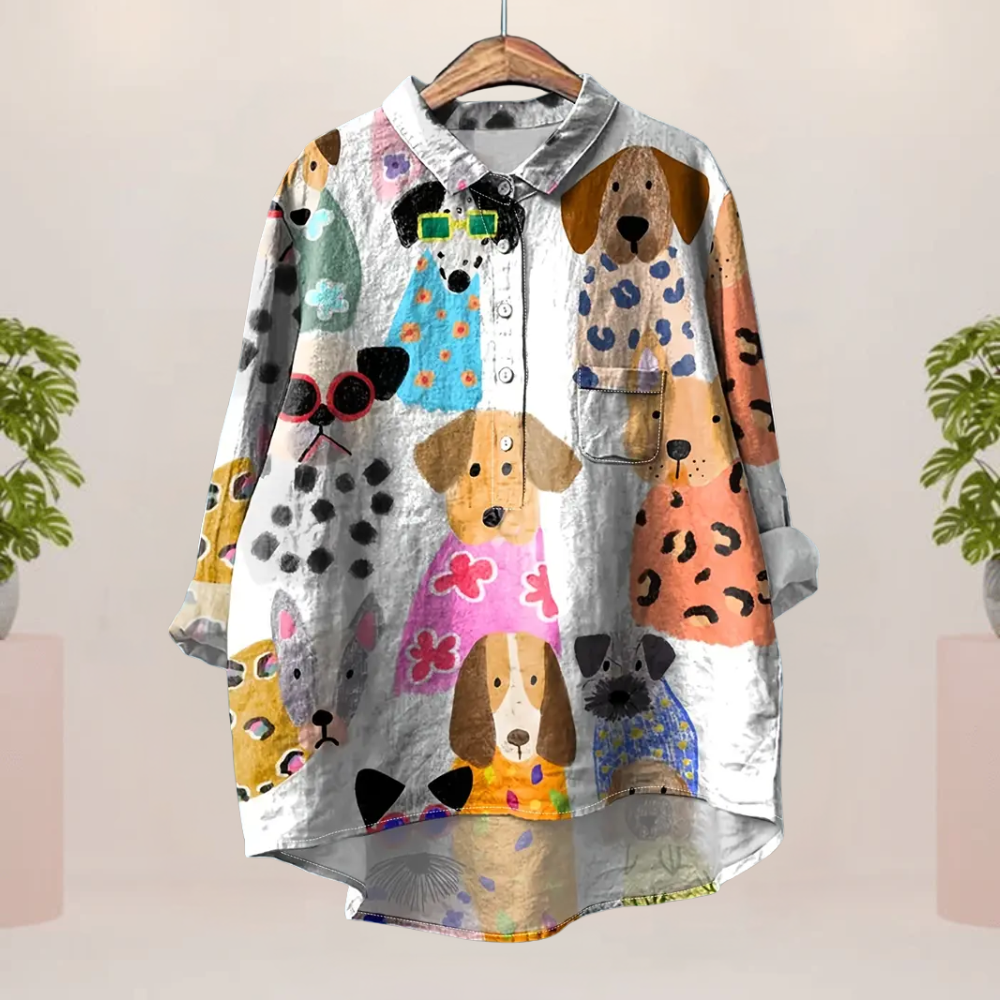 Nina™ | Women's Blouse with Puppy Print + Special Gift Offer 🎁