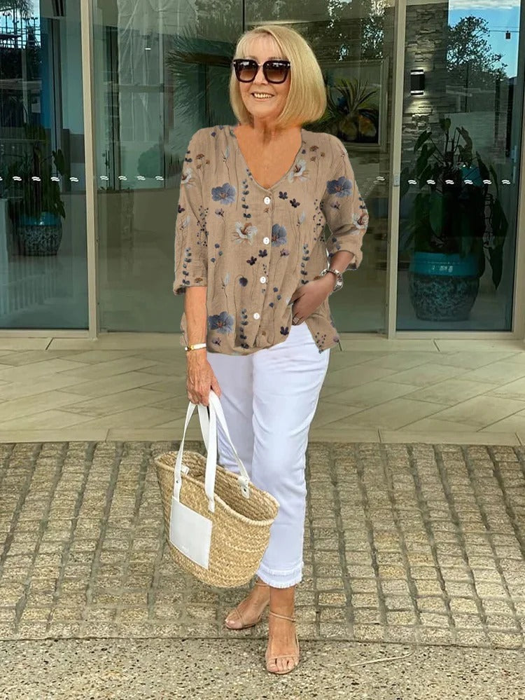 Florence™ | Cotton and Linen Floral Top