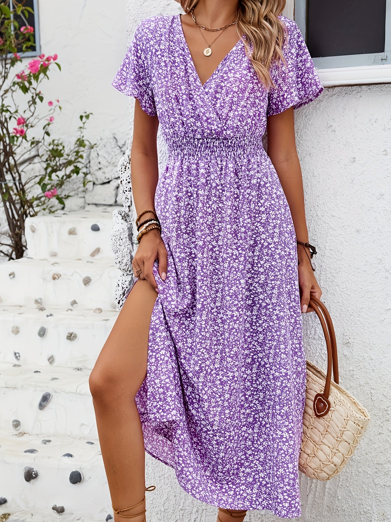 Betty™ | Floral Print V-Neck Maxi Dress