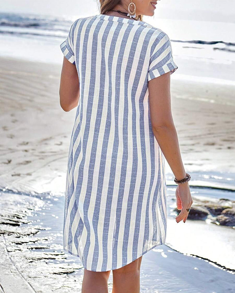 Clare™ | Elegant Striped Shirt Dress