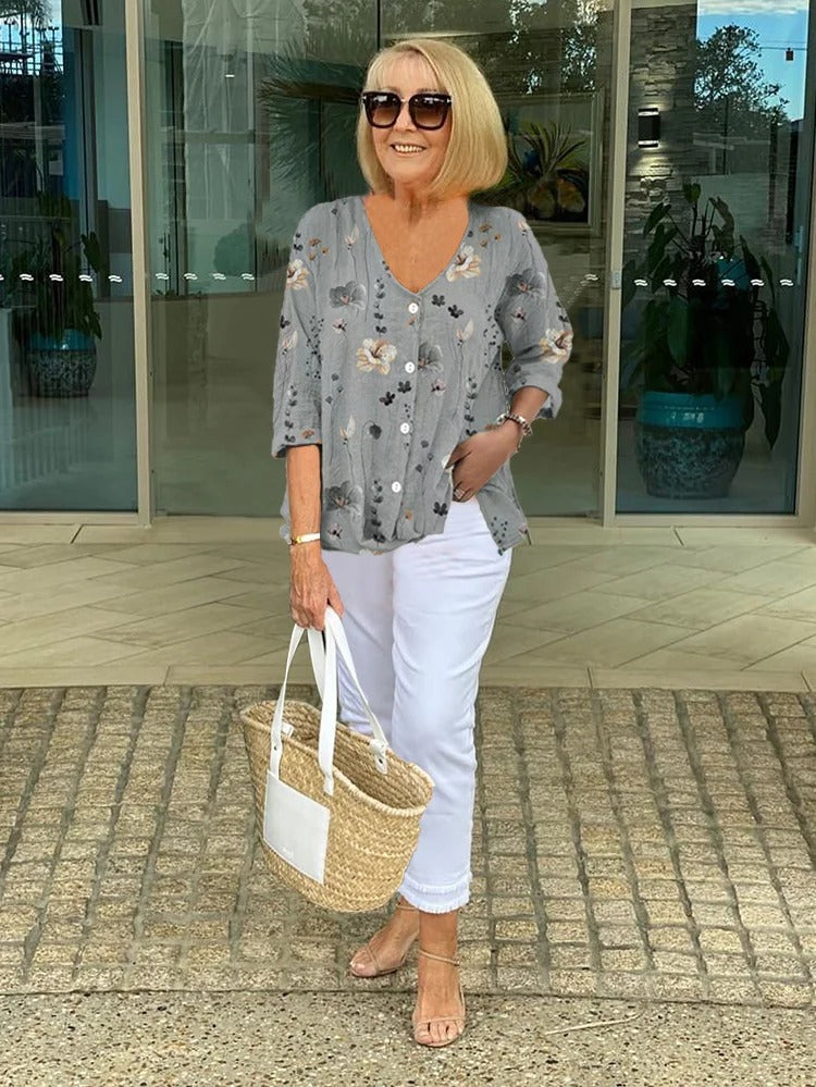 Florence™ | Cotton and Linen Floral Top
