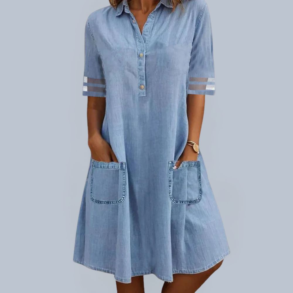 Carol – elegant simple mini dress with short sleeves