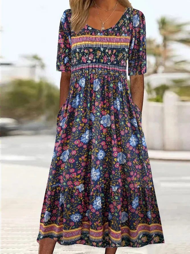 Patricia™ | short-sleeved  Bohemian printed dress