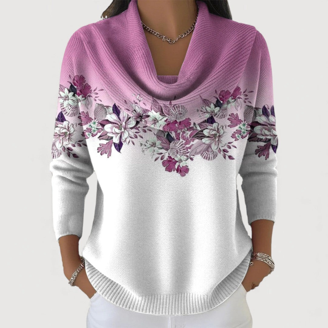 Alora | Soft-Neck Floral Sweater
