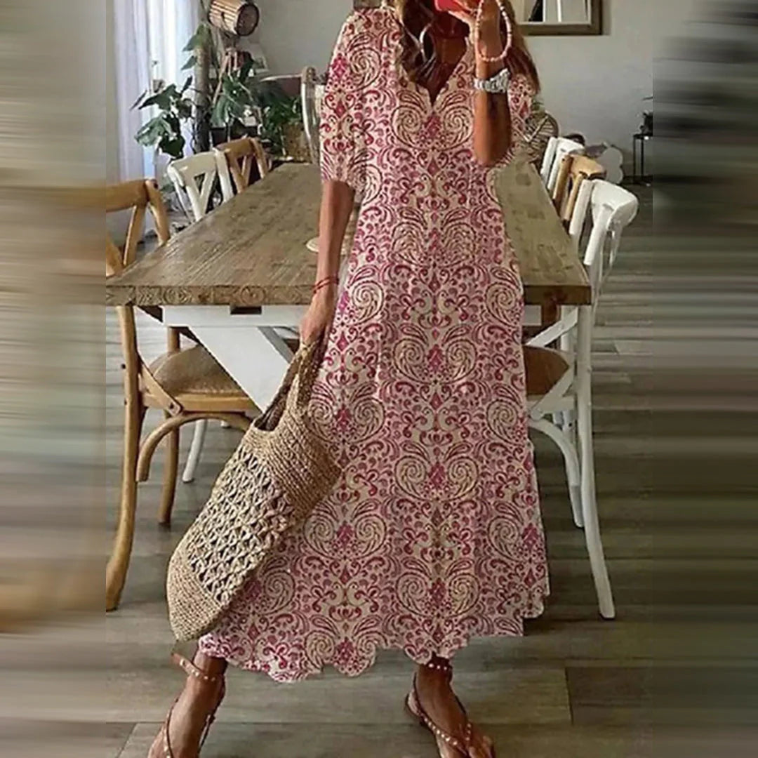 Brenda - Boho Vintage V-Neck Summer Dress