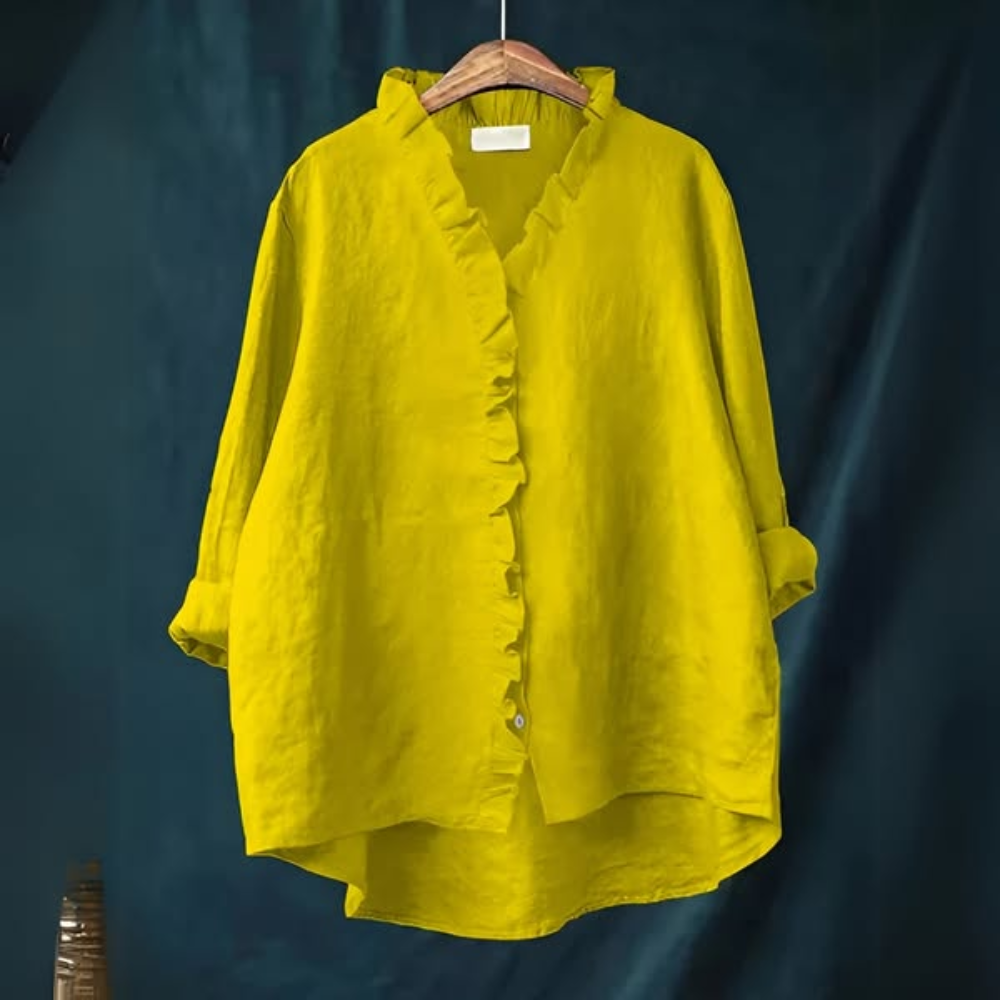 Wendy | Loose-fitting blouse with ruffle collar for women